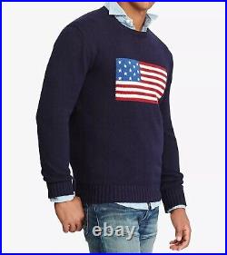 New Polo Ralph Lauren American US flag cotton sweater navy mens XXL MSRP $248