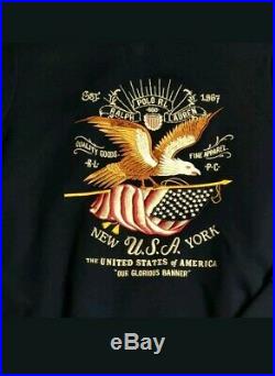 New Polo Ralph Lauren Navy Flag Eagle USA Embroided Sweatshirt rare XXL