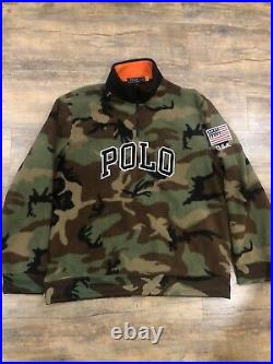 New Polo Ralph Lauren USA Flag Camo Fleece Jacket Pullover Spell Out Size XXL