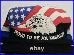 New Vintage Proud To Be An American 3 Three Stripe Eagle USA Flag Hat 4th July