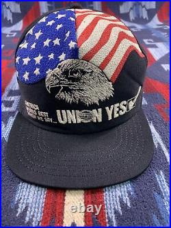 New Vintage Proud Union Yes American 3 Three Stripe Eagle USA Flag Hat 4th July