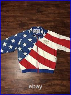 New Vintage Starter USA Olympic Team Jacket Windbreaker All Over American Flag