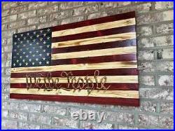 New We The People Slogan Designed American USA Flag Display Antique Hand Painted