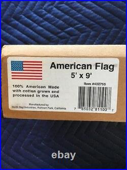 Nib (new In Box) Made-in-america 100% Cotton Huge 5'x9' Authentic American Flag