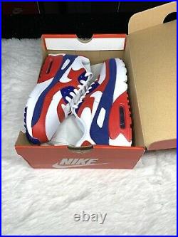 Nike Air Max 90 GS USA FLAG 95 97 RED WHITE BLUE DA9022-100 sz 5Y / Women's 6.5
