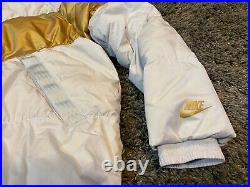 Nike Gray metallic Gold down feather jacket coat hooded L rare LA Lakers Lebron