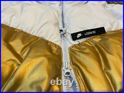 Nike Gray metallic Gold down feather jacket coat hooded L rare LA Lakers Lebron
