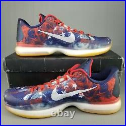 Nike Kobe X 10 USA 4th of July Basketball Shoes Mens Size 14 Red White Blue Gum