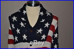 Nwt, Polo Ralph Lauren USA Flag Cotton/silk Blend Men's Cardigan Sweater- $115