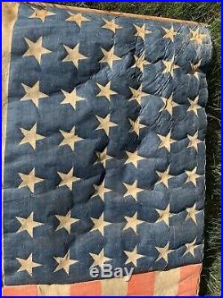 Original 44 Star U. S. Flag 39x 61 7-7-8-8-7-7 star rows