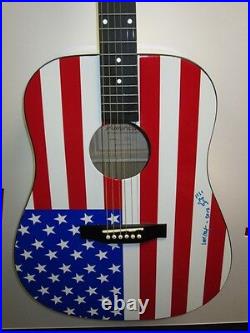 PETER MAX Signed Autograph USA American Flag Acoustic Guitar with Sketch RARE JSA