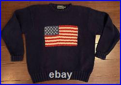 POLO COUNTRY Ralph Lauren Mens Vintage 90s SWEATER, Size Large, American Flag