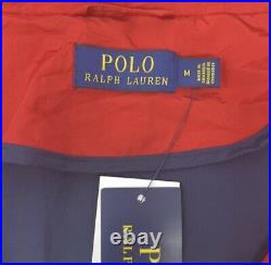 POLO RALPH LAUREN FLAG PATCH Striped Nylon Hooded WINDBREAKER Jacket Medium NWT