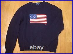 POLO RALPH LAUREN ICONIC AMERICAN FLAG SWEATER MADE IN USA NAVY size L
