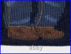 POLO RALPH LAUREN Men's Classic Fit Wool BLUE JEAN JACKET BEAR Knit Sweater NAVY