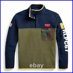 POLO RALPH LAUREN Men's Jacket Large Navy Green Sportsman Fleece Pullover