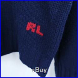 POLO RALPH LAUREN Mens Blue Iconic USA Flag 90s 100% Lambswool Jumper SIZE XL