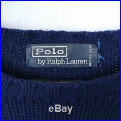 POLO RALPH LAUREN Mens Blue Iconic USA Flag 90s 100% Lambswool Jumper SIZE XL