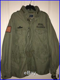 POLO RALPH LAUREN USA US RL Flag American Military Field Army Hooded Jacket-Sz L