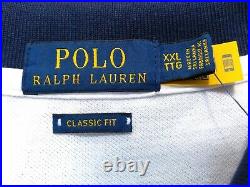 POLO RALPH LAUREN XXL NEW WITH TAG White Blue BIG Pony MULTICOLOR Crest 2XL NWT