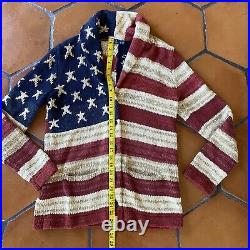 POLO Ralph Lauren American USA Flag Stars Stripe Shawl Button Cardigan Medium