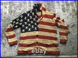 POLO Ralph Lauren American USA Flag Stars Stripe Shawl Button Cardigan XL