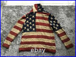 POLO Ralph Lauren American USA Flag Stars Stripe Shawl Button Cardigan XL