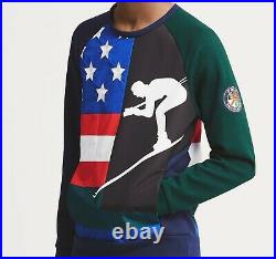 POLO Ralph Lauren Downhill Skier Ski 92 Sweatshirt USA Flag Sweater Holiday M
