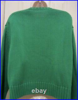 POLO Ralph Lauren Unisex Green Cotton Knit USA American Flag Sweater Size XS