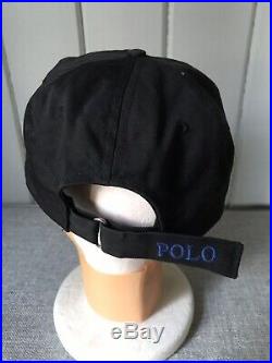 POLO SPORT RALPH LAUREN Vtg 1990s Black Blue Made In USA American Flag Hat