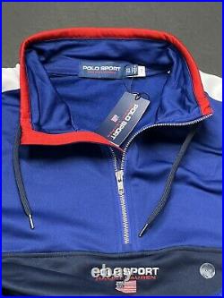 POLO SPORT Ralph Lauren Men's Quarter-Zip Pullover Sweatshirt Size 2XL XXL Flag