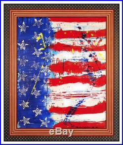 Paolo Corvino Large Original Oil Painting On Canvas Signed American Flag USA Art