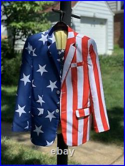 Patriotic American Flag Stars And Stripes RNC Golf Sport Coat Size S
