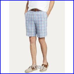 Peter Millar Seaside Madras Plaid 100% Linen Men's Shorts Size 40 NEW Summer