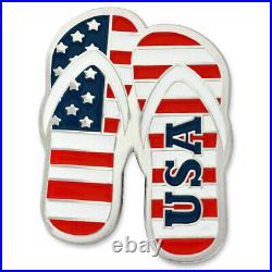 PinMart's American Flag USA Patriotic Flip Flops Enamel Lapel Pin