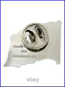 PinMart's Made in USA Waving American Flag Enamel Lapel Pin Silver