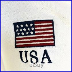 Polo By Ralph Lauren Vintage Big Logo USA American Flag White Hoodie Size L
