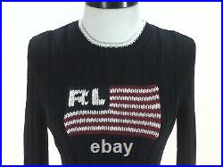 Polo Jeans Company RALPH LAUREN USA Flag Sweater Ribbed Knit Womens M New