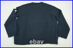 Polo Jeans Knit American Flag Sweater Mens XXL Navy Blue USA on Sleeve
