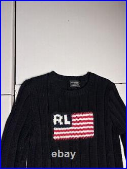 Polo Jeans Ralph Lauren Sweater Women's Small USA American Flag Iconic Y2K VTG