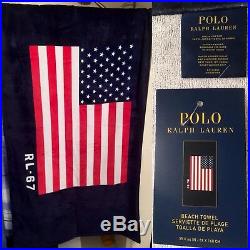 Polo Ralph Lauren 35 X 66 USA Rl-67 American Flag Beach Towel 19 Rare