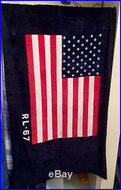 Polo Ralph Lauren 35 X 66 USA Rl-67 American Flag Beach Towel 19 Rare