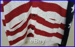 Polo Ralph Lauren American Flag Cardigan Sweater USA $295 Blue New (size Large)