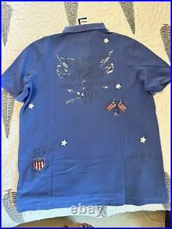 Polo Ralph Lauren American Flag Eagle Mesh Shirt USA Flag Rare 215$ NWT L Large