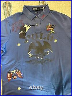 Polo Ralph Lauren American Flag Eagle Mesh Shirt USA Flag Rare 215$ NWT L Large