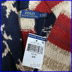 Polo Ralph Lauren American Flag Shawl Collar Cardigan Jacket Mens Size S USA