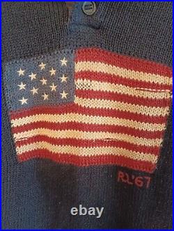 Polo Ralph Lauren American Flag Sweater RL67 USA Knitted Mens Size XL READ