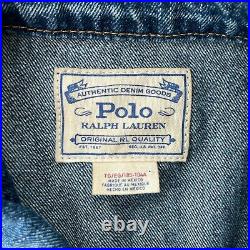 Polo Ralph Lauren American Flag USA Denim Jean Trucker Jacket Blue Mens Size XL