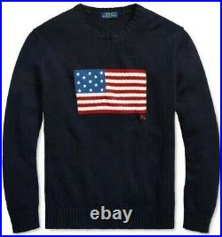 Polo Ralph Lauren American Flag USA Knit Sweater Pullover Bear Stadium Hi Tech