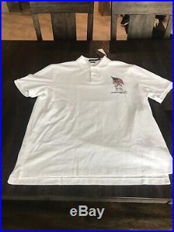 Polo Ralph Lauren Classic Fit USA American Flag Polo Bear Polo Shirt White Sz L